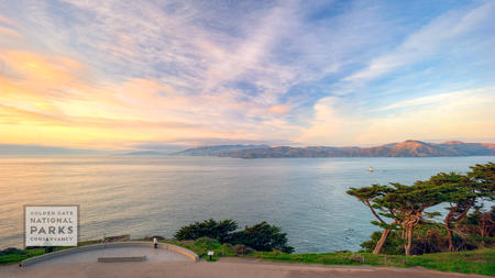 Lands End sunset with pinkish sky