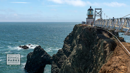 Point Bonita Lighthouse, walkway and ocean