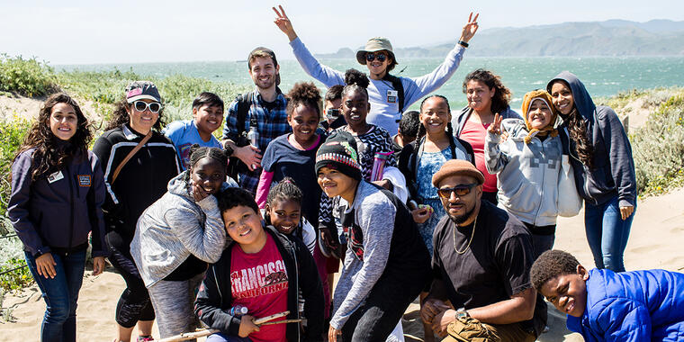 Parks Conservancy staff lead a Camping at the Presidio program