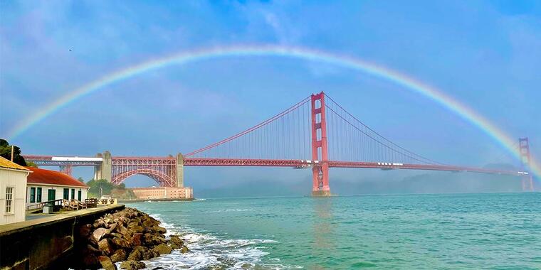 Rainbow above the Golden Gate Bridge.