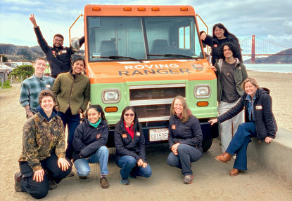 The Roving Ranger with the Community Stewardship and Engagement Team at Crissy Field East Beach.