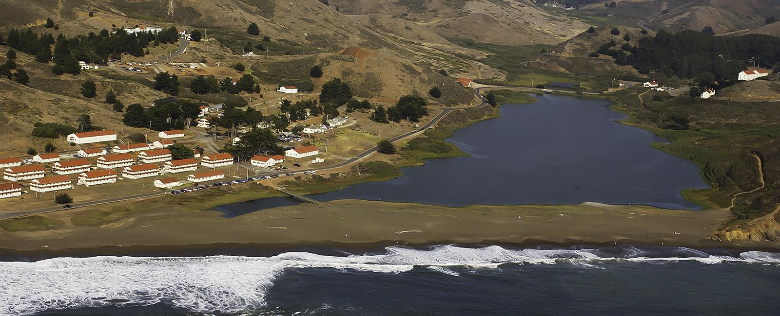 Aerial view of Rodeo Lagoon
