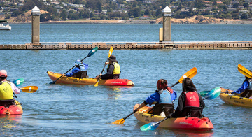 youth kayaking in the San Francisco Bay