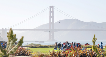 Golden Gate Bridge seen from Presidio Tunnel Tops