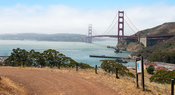 The Golden Gate Bridge seen from Fort Baker.