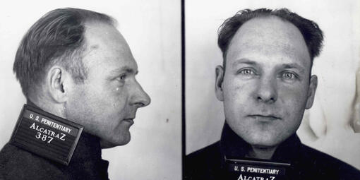 Historical mugshot of Richard Franseen, Alcatraz Inmate and gardener.