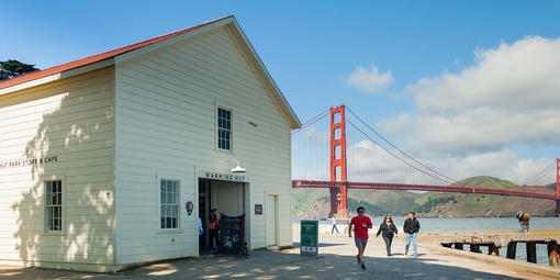 Visitors to the Warming Hut at Crissy Field are seen in a file photo.