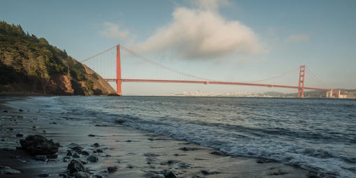 Cloud hovers over the Golden Gate Bridge