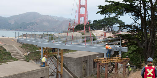 Bridge over historic batteries