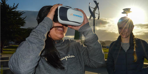 YAC members try virtual reality in the outdoors