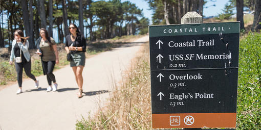 Woman on trail at Lands End