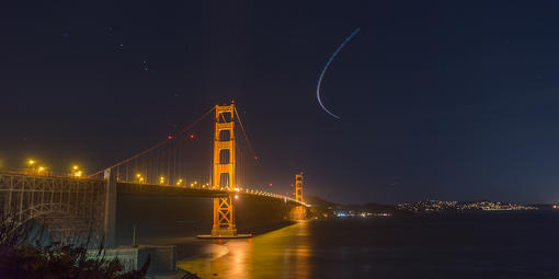 Starry sky above the Golden Gate Bridge