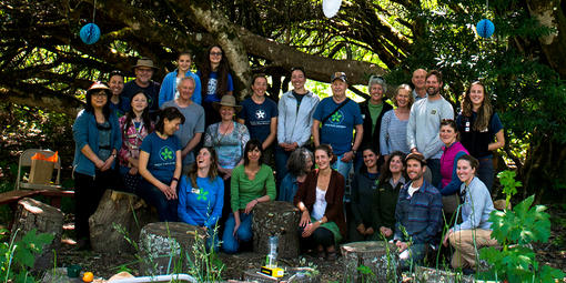Past and present volunteers at the Redwood Creek Nursery closing celebration.