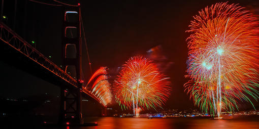 Fireworks Over the Golden Gate Bridge