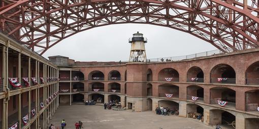 Image of the interior of Fort Point with the lighthouse