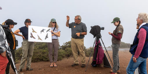 Allen Fish giving presentation on Hawk Hill