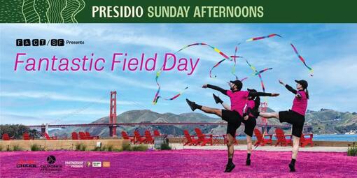 Ribbon dancers performing at the Presidio Tunnel Tops for FACT/SF Fantastic Field Day