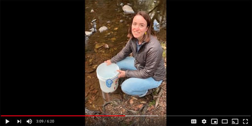 A teacher connected with her students via video for their trout release.