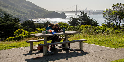 Visitors enjoy a picnic at the Marin Headlands.