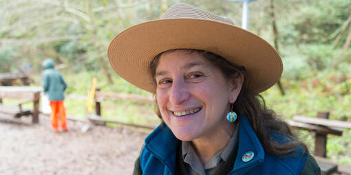 Ranger Mia Monroe in Muir Woods.