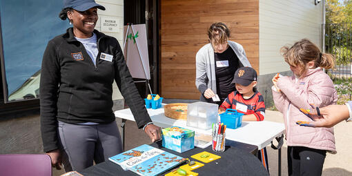 Yolanda Molette connects with participants at a workshop featuring butterfly migration.