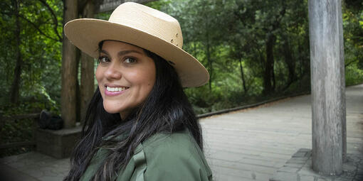 Park Ranger Giessell Aguilar at Muir Woods.