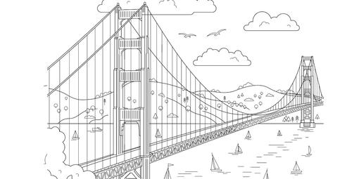 Coloring page of Golden Gate Bridge