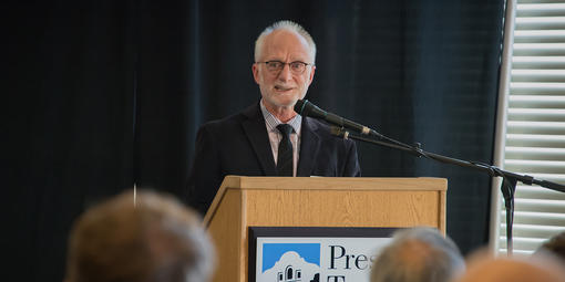 Greg Moore speaks at a Presidio Gateways event, May 6, 2014.