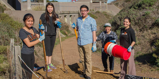 Teens Working on Batteries to Bluffs Trail