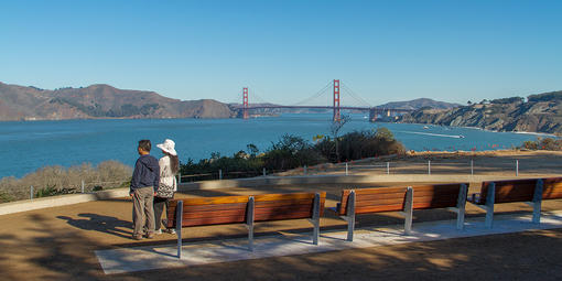 Lands End overlook with views of the Golden Gate Bridge.