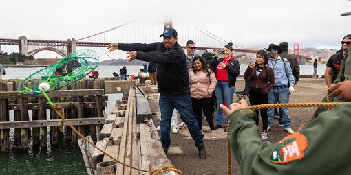 Participants from ALAS (Ayundando Latinos A Soñar) enjoying the "Raíces en la Bahía/Rooted in the Bay" event for farmworkers and their families in September 2024. Activities included crabbing, hiking, and beachside recreation.