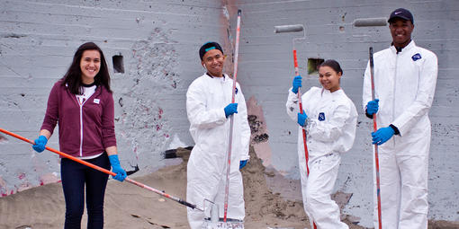 Volunteers maintaining Ocean Beach.