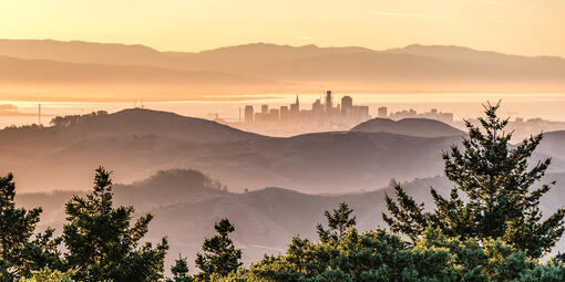 San Francisco from Mount Tamalpais, at sunrise.