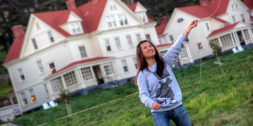 Kite-flying at Fort Baker