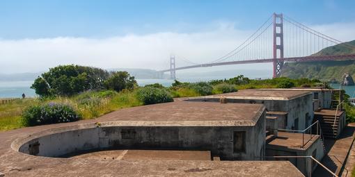 Golden Gate Bridge view from Battery Yates at Fort Baker