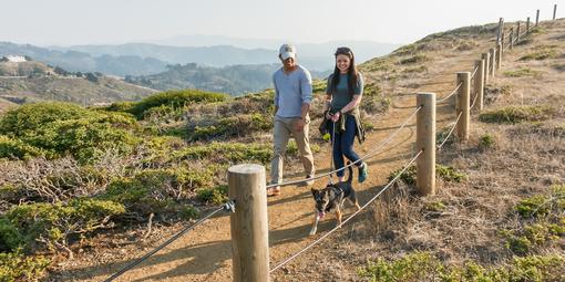 Visitors stroll Milagra Ridge