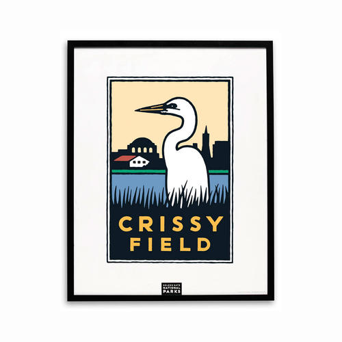 Michael Schwab graphic of an egret at Crissy Field