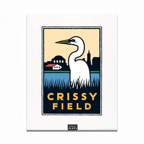 Schwab graphic of an egret at Crissy Field