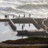 Visitors recreating in the Sutro Bath ruins